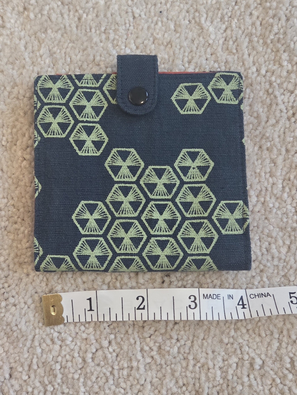 Canvas Green & Navy Hexagon Pattern Wallet